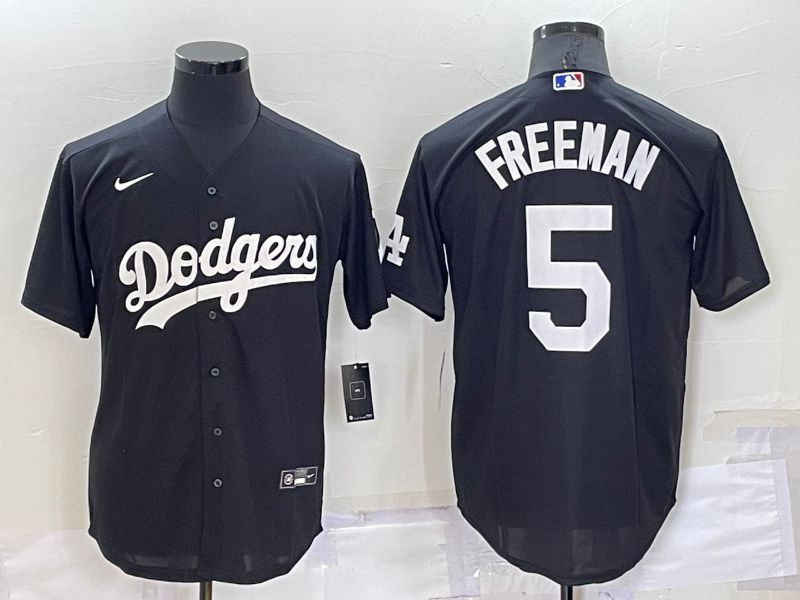 Men Los Angeles Dodgers 5 Freddie Freeman Black Inversion Nike 2022 MLB Jerseys